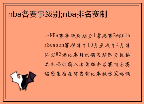 nba各赛事级别;nba排名赛制